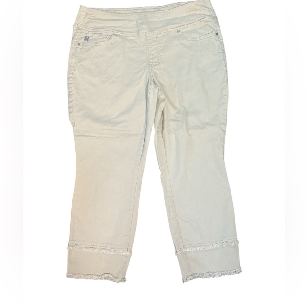 Belle by Kim Gravel ivory Cropped ankle Pants pastels spring 14p petite‎ pull on